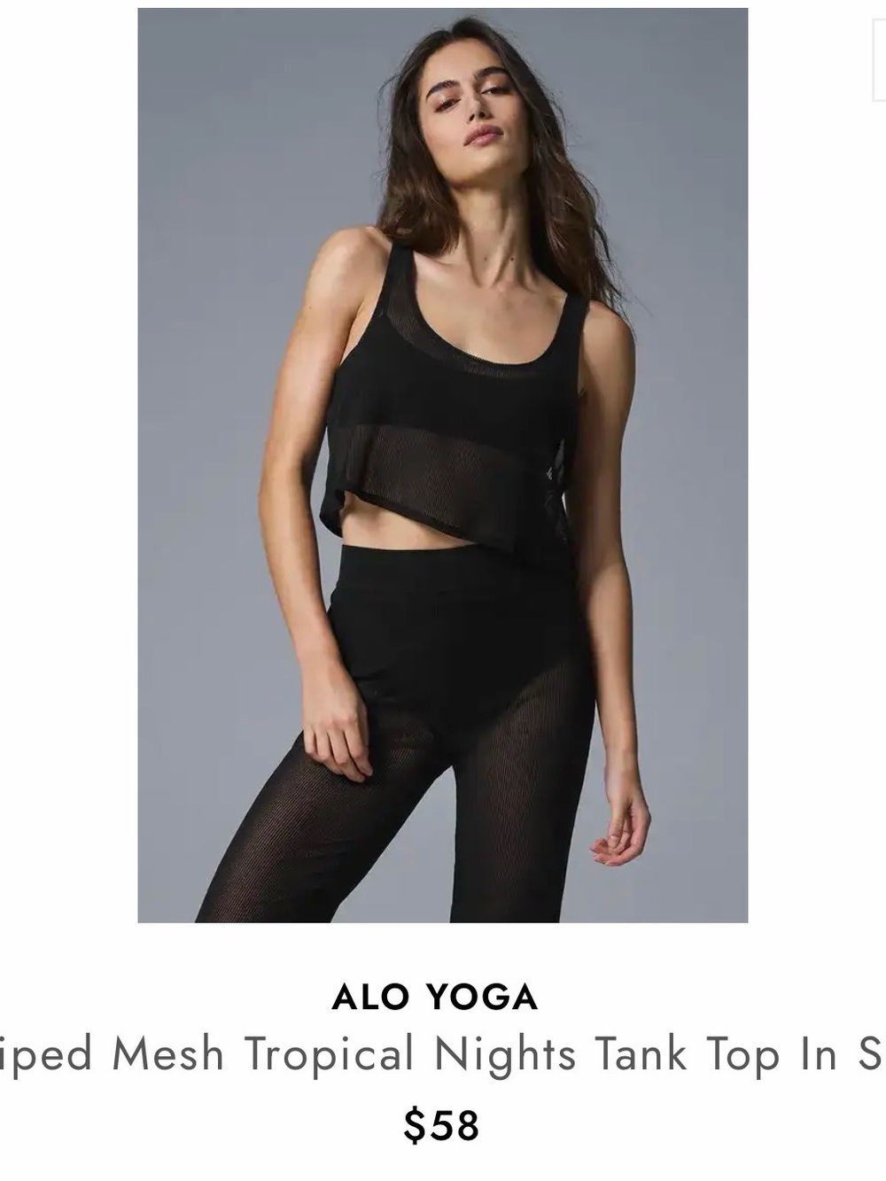 ALO Yoga Mesh Tropical Nights Cropped Tank black S
